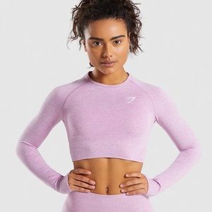 Pink Gymshark Vital Seamless Long Sleeve Crop Top